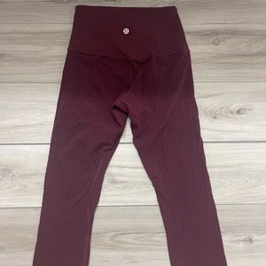 LULULEMON 23 INCH MAROON ALIGN LEGGINGS